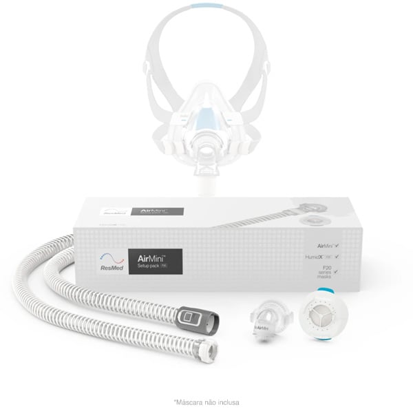 Kit de Encaixe AirFit/AirTouch F20 No CPAP AirMini + Umidificador + Traqueia - ResMed 